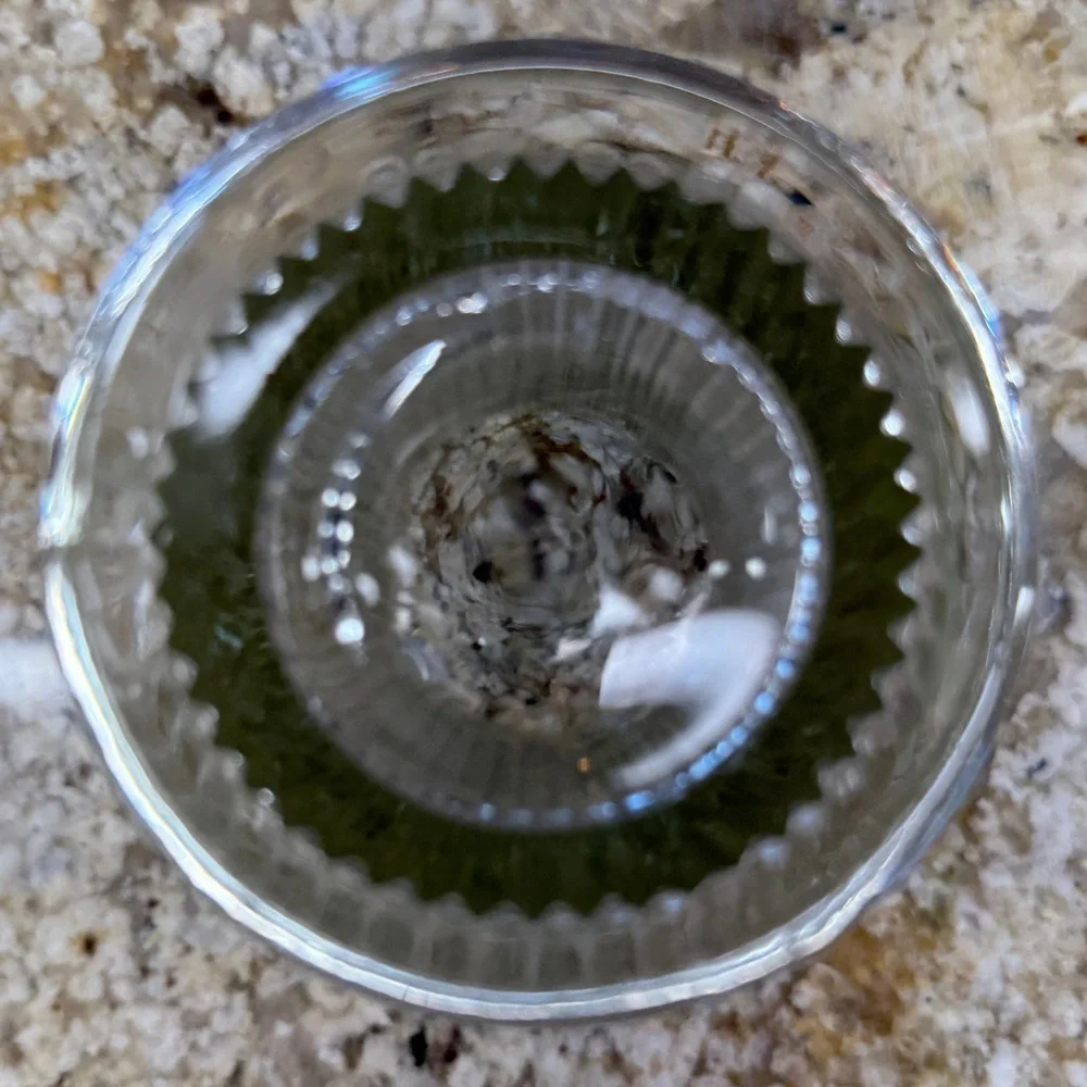 Ribbed Glass Vase with Wavy Trim